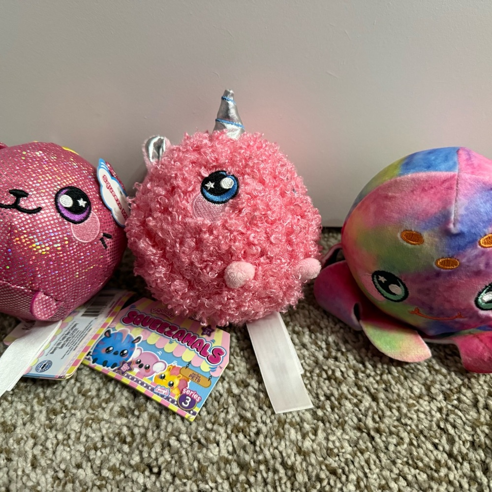 Sparkly Pink Narwhal Plush with Silver Horn